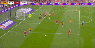 半场：赫尔城0-0米德尔斯堡，麦克布涅头球中横梁